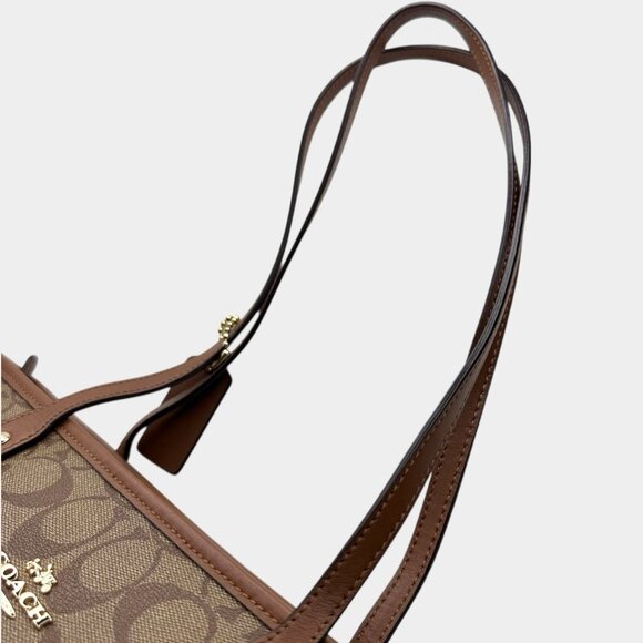 Coach City Zip Tote Bag in Signature Canvas F58292 Monogram Logo Canvas Brown - Picture 10 of 13